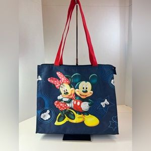Disney Mickey & Minnie Mouse Tote Bag in Dark Blue with Red Handles